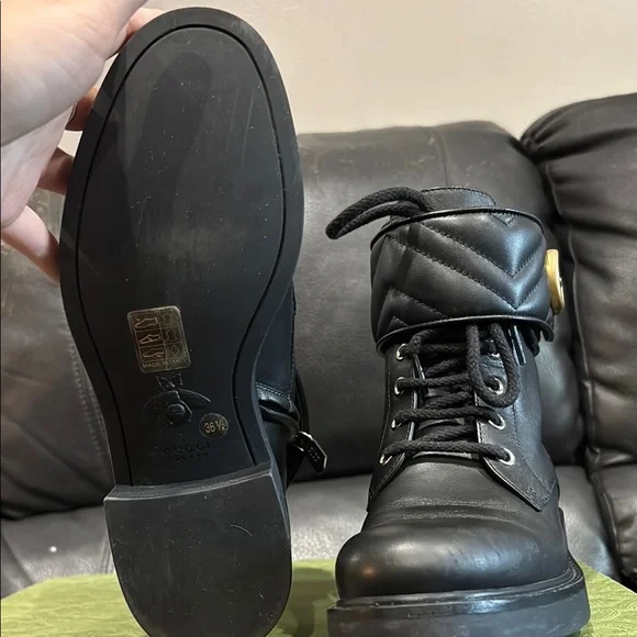 Gucci Double G Logo Combat Boots - Picture 4 of 5
